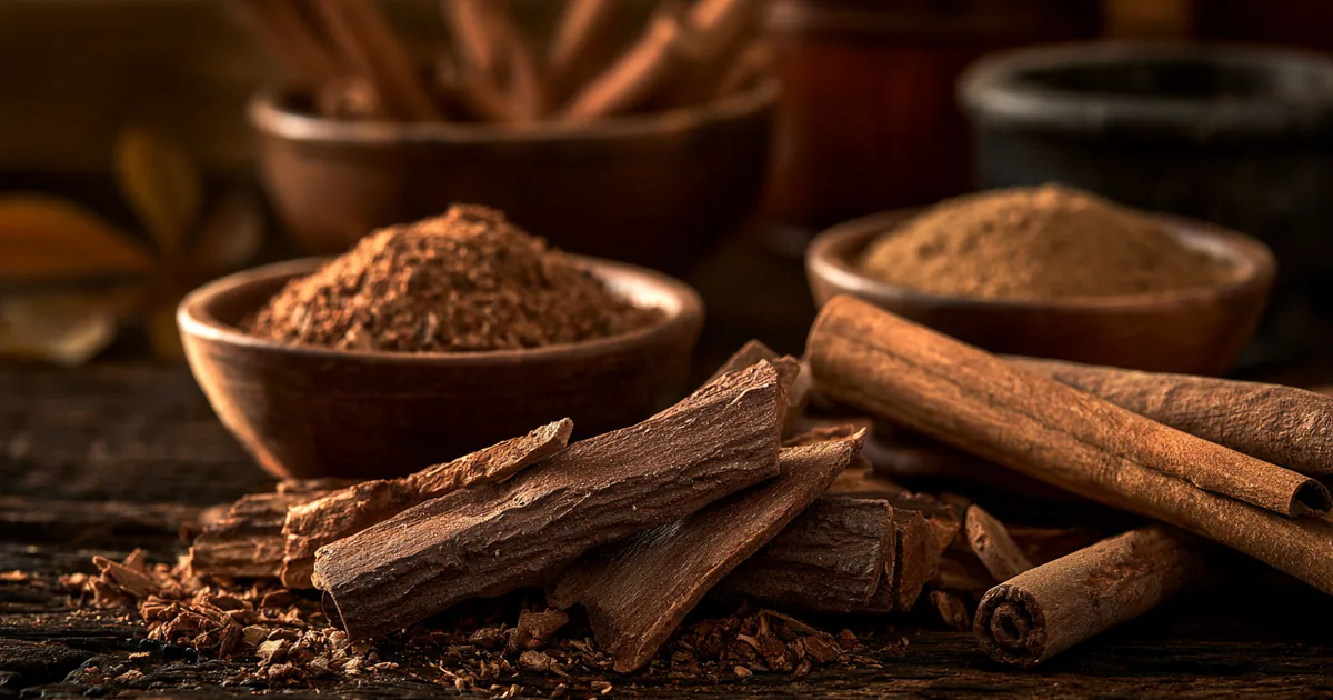 Écorce de bois bandé et gélules de muira puama utilisées pour la libido masculine